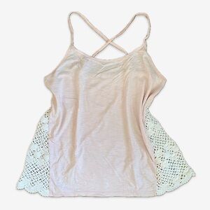 Roxy pink camisole top crochet detail M